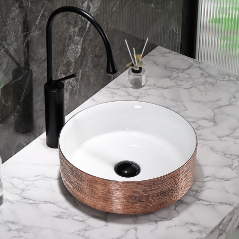 UMYWALKA NABLATOWA CERAMICZNA OKRĄGŁA LAVA-P-GL-360 SZCZOTKOWANE RÓŻOWE ZŁOTO 36x12 CM