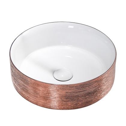 UMYWALKA NABLATOWA CERAMICZNA OKRĄGŁA LAVA-P-GL-360 SZCZOTKOWANE RÓŻOWE ZŁOTO 36x12 CM