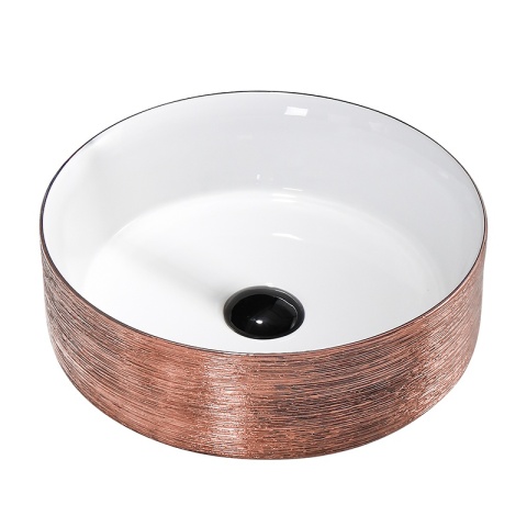 UMYWALKA NABLATOWA CERAMICZNA OKRĄGŁA LAVA-P-GL-360 SZCZOTKOWANE RÓŻOWE ZŁOTO 36x12 CM