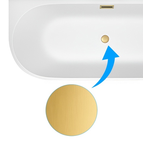 WANNA WOLNOSTOJĄCA PRZYŚCIENNA MERA2-509C2-R-P-GLBR PRAWA BIAŁA PRZELEW ZŁOTY SZCZOTKOWANY 160x75 CM