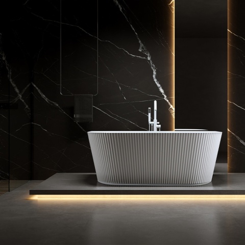 WANNA PRZYŚCIENNA RYFLOWANA CARLO2 517D2 BIAŁA PRZELEW BIAŁY MAT 170x75 CM