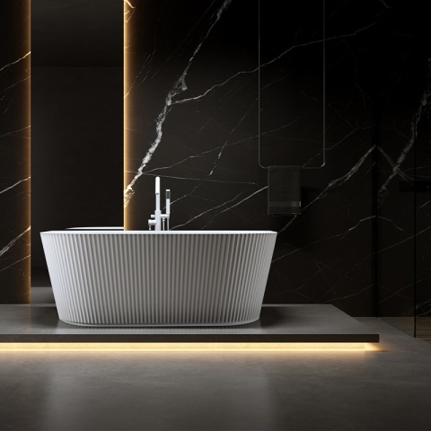 WANNA PRZYŚCIENNA RYFLOWANA CARLO2 517D2 BIAŁA PRZELEW BIAŁY MAT 170x75 CM