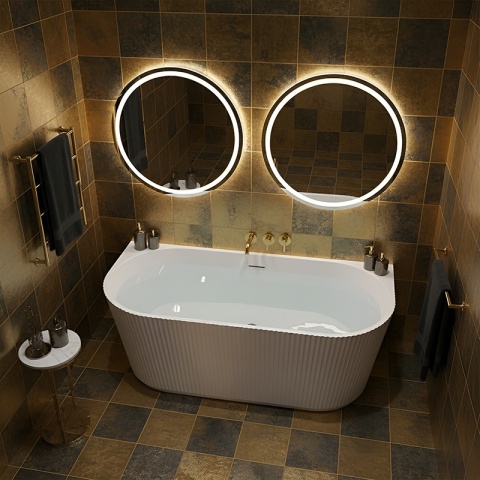 WANNA PRZYŚCIENNA RYFLOWANA CARLO2 517D2 BIAŁA PRZELEW BIAŁY MAT 170x75 CM