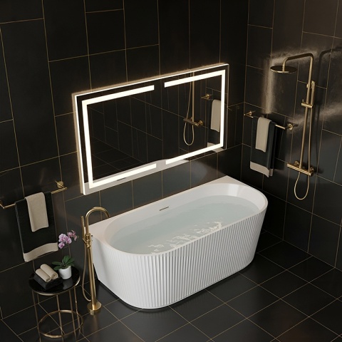 WANNA PRZYŚCIENNA RYFLOWANA CARLO2 517D2 BIAŁA PRZELEW BIAŁY MAT 170x75 CM