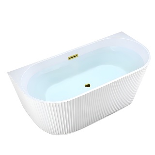 WANNA PRZYŚCIENNA RYFLOWANA CARLO2 517D2 BIAŁA PRZELEW ZŁOTY 170x75 CM