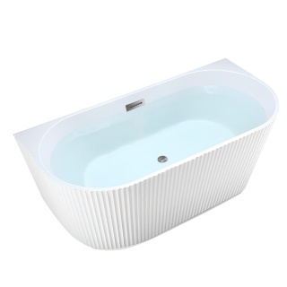 WANNA PRZYŚCIENNA RYFLOWANA CARLO2 BIAŁA PRZELEW SZCZOTKOWANA STAL 170x75CM