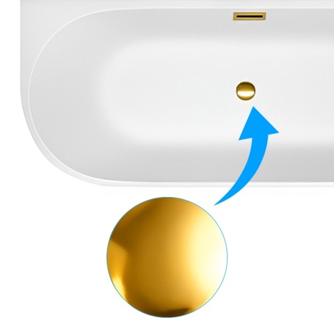 WANNA WOLNOSTOJĄCA MERA 509C PRAWA BIAŁA PRZELEW ZŁOTY 160x75 CM