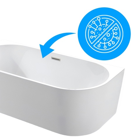 WANNA WOLNOSTOJĄCA PRZYŚCIENNA MERA2-509C2-L-P-GRBR LEWA BIAŁA PRZELEW SZCZOTKOWANA STAL 160x75 CM