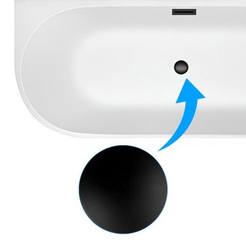 WANNA WOLNOSTOJĄCA PRZYŚCIENNA MERA2-509C2-R-P-BL PRAWA BIAŁA PRZELEW CZARNY 160x75 CM