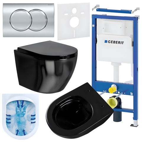 ZESTAW PODTYNKOWY WC STELAŻ GEBERIT DUOFIX MISKA MIZU-BL-RIM-02 PRZYCISK DELTA 01 CHROM