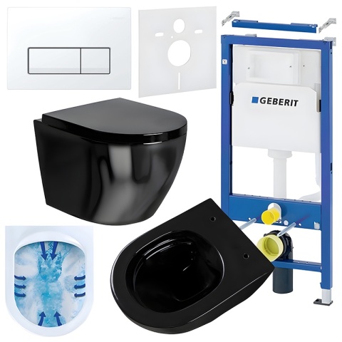 ZESTAW PODTYNKOWY WC STELAŻ GEBERIT DUOFIX MISKA MIZU-BL-RIM-02 PRZYCISK DELTA 50 BIAŁY