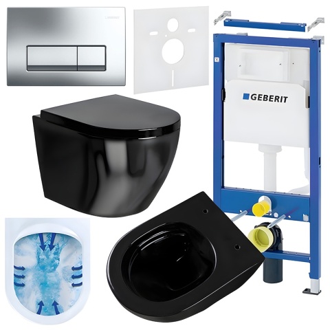 ZESTAW PODTYNKOWY WC STELAŻ GEBERIT DUOFIX MISKA MIZU-BL-RIM-02 PRZYCISK DELTA 50 CHROM