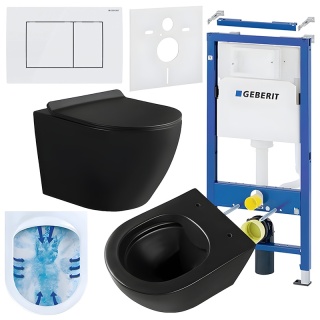 ZESTAW PODTYNKOWY WC STELAŻ GEBERIT DUOFIX MISKA MIZU-MTB-RIM-01 PRZYCISK DELTA 30 BIAŁY