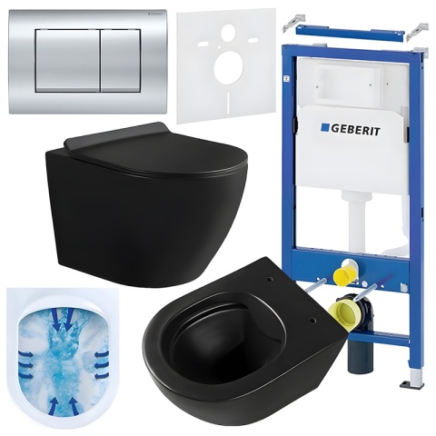 ZESTAW PODTYNKOWY WC STELAŻ GEBERIT DUOFIX MISKA MIZU-MTB-RIM-01 PRZYCISK DELTA 30 CHROM