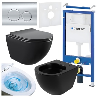 ZESTAW PODTYNKOWY WC STELAŻ GEBERIT DUOFIX MISKA NERO-MTB-03 PRZYCISK DELTA 20 CHROM