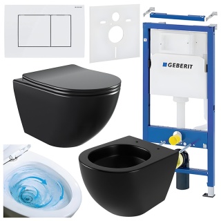 ZESTAW PODTYNKOWY WC STELAŻ GEBERIT DUOFIX MISKA NERO-MTB-03 PRZYCISK DELTA 30 BIAŁY
