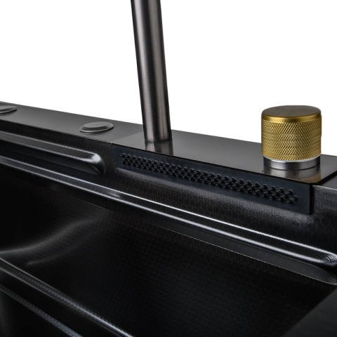 ZLEWOZMYWAK JEDNOKOMOROWY WIELOFUNKCYJNY ALFA 68X45 CZARNY ZLEW KUCHENNY