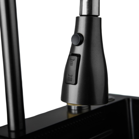 ZLEWOZMYWAK JEDNOKOMOROWY WIELOFUNKCYJNY ALFA 68X45 CZARNY ZLEW KUCHENNY