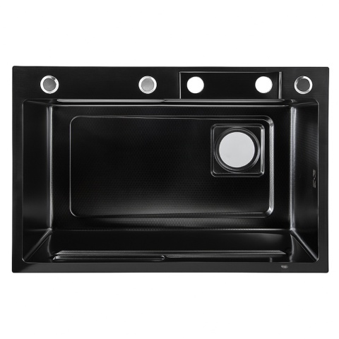 ZLEWOZMYWAK JEDNOKOMOROWY WIELOFUNKCYJNY ALFA 68X45 CZARNY ZLEW KUCHENNY