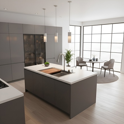 ZLEWOZMYWAK JEDNOKOMOROWY Z WODOSPADEM WIELOFUNKCYJNY ZES-PARYS 75X45 SZARY ZLEW KUCHENNY