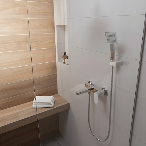 BATERIA WANNOWA ŚCIENNA PRYSZNICOWA NATRYSKOWA ZESTAW F304A CHROM