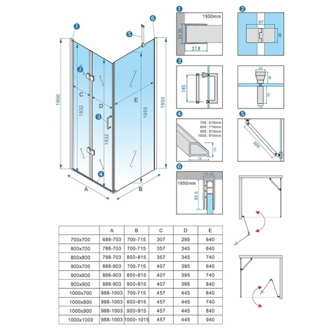 KABINA PRYSZNICOWA PROSTOKĄTNA ZES-KZ20D-GL-100X80 ZŁOTA 100x80 CM