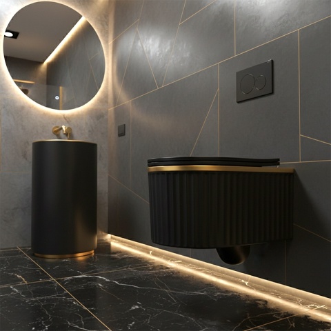 MISKA WC WISZĄCA RIMLESS LUMA-MTB-GL-RIM-03 CZARNY MAT DESKA WOLNOOPADAJĄCA DUROPLAST