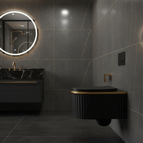 MISKA WC WISZĄCA RIMLESS LUMA-MTB-GL-RIM-03 CZARNY MAT DESKA WOLNOOPADAJĄCA DUROPLAST