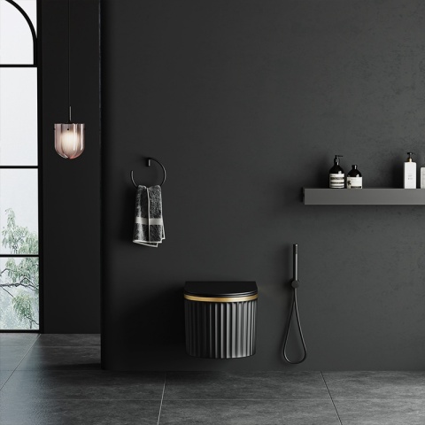 MISKA WC WISZĄCA RIMLESS LUMA-MTB-GL-RIM-03 CZARNY MAT DESKA WOLNOOPADAJĄCA DUROPLAST