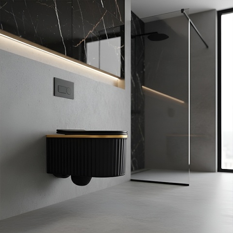 MISKA WC WISZĄCA RIMLESS LUMA-MTB-GL-RIM-03 CZARNY MAT DESKA WOLNOOPADAJĄCA DUROPLAST