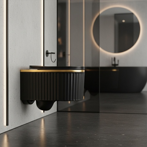 MISKA WC WISZĄCA RIMLESS LUMA-MTB-GL-RIM-03 CZARNY MAT DESKA WOLNOOPADAJĄCA DUROPLAST