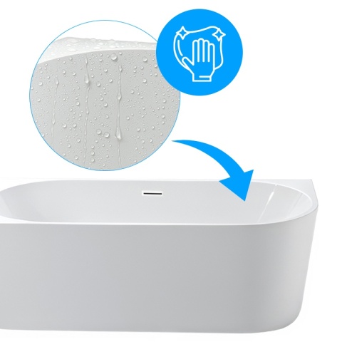 WANNA WOLNOSTOJĄCA PRZYŚCIENNA MERA 509C LEWA BIAŁA PRZELEW BIAŁY MAT 160x75 CM