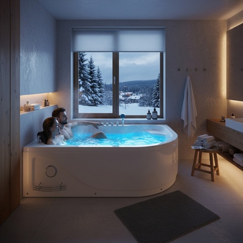 WANNA Z HYDROMASAŻEM CARMEN 631R PRAWA BIAŁA 180x120 CM