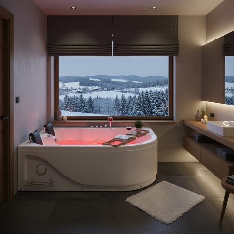 WANNA Z HYDROMASAŻEM Z PODGRZEWACZEM CARMEN 631RH PRAWA BIAŁA 180x120 CM