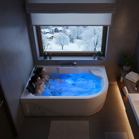 WANNA Z HYDROMASAŻEM Z PODGRZEWACZEM CARMEN 631RH PRAWA BIAŁA 180x120 CM