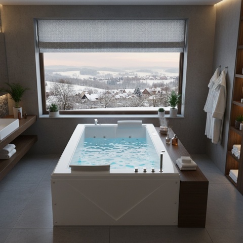 WANNA Z HYDROMASAŻEM DIABLO 666 DO ZABUDOWY BIAŁA 180x150 CM + OBUDOWA