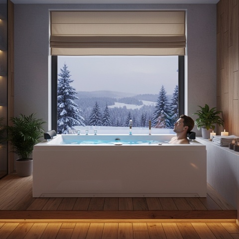 WANNA Z HYDROMASAŻEM RAMONA 640 BIAŁA 180x90 CM