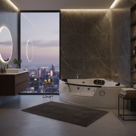 WANNA Z HYDROMASAŻEM TIGA 604 BIAŁA 152x152 CM