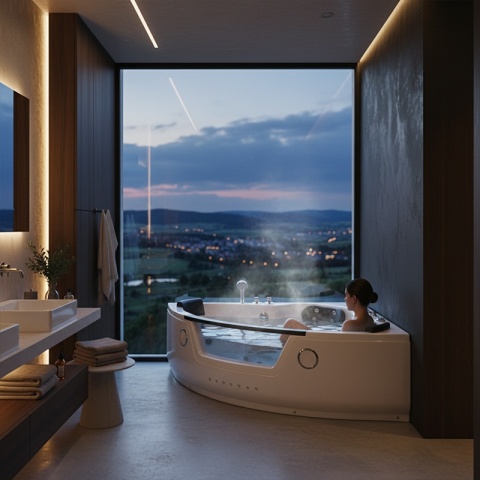 WANNA Z HYDROMASAŻEM TIGA 604 BIAŁA 152x152 CM