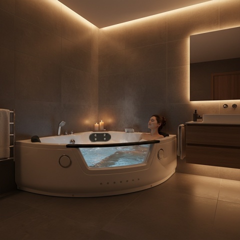 WANNA Z HYDROMASAŻEM TIGA 604 BIAŁA 152x152 CM