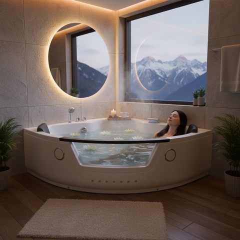 WANNA Z HYDROMASAŻEM TIGA 604 BIAŁA 152x152 CM