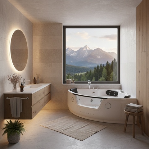 WANNA Z HYDROMASAŻEM TIGA 604 BIAŁA 152x152 CM