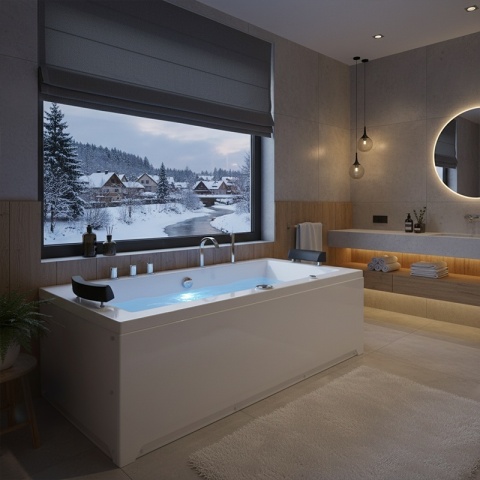 WANNA Z HYDROMASAŻEM Z PODGRZEWACZEM RAMONA 640H BIAŁA 180x90 CM