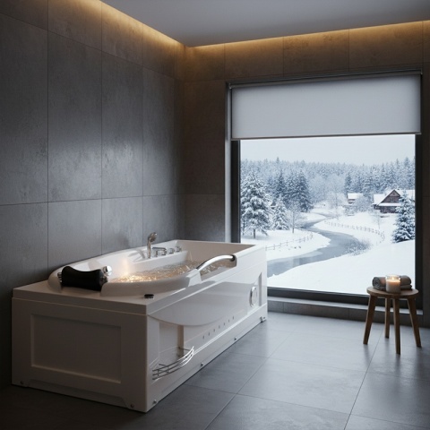 WANNA Z HYDROMASAŻEM Z PODGRZEWACZEM RAMZES 634H BIAŁA 168x85 CM