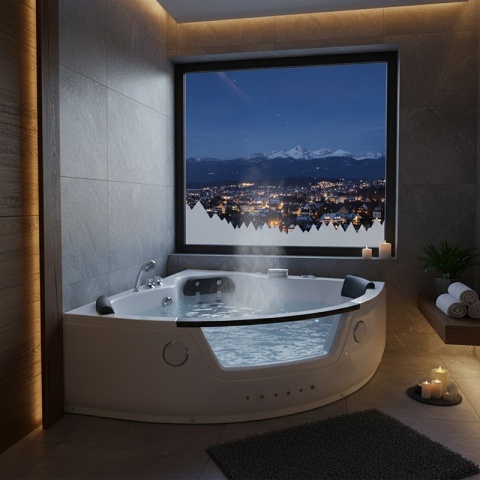 WANNA Z HYDROMASAŻEM Z PODGRZEWACZEM TIGA 604H BIAŁA 152x152 CM