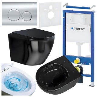 ZESTAW PODTYNKOWY WC STELAŻ GEBERIT DUOFIX MISKA FLOW-BL-TR-02 PRZYCISK DELTA 20 CHROM