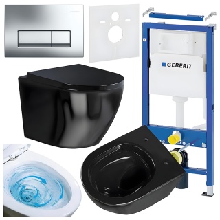 ZESTAW PODTYNKOWY WC STELAŻ GEBERIT DUOFIX MISKA FLOW-BL-TR-02 PRZYCISK DELTA 50 CHROM