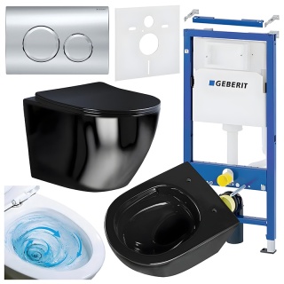 ZESTAW PODTYNKOWY WC STELAŻ GEBERIT DUOFIX MISKA FLOW-BL-TR-03 PRZYCISK DELTA 20 CHROM