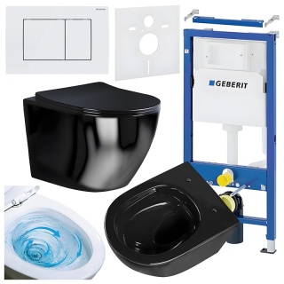 ZESTAW PODTYNKOWY WC STELAŻ GEBERIT DUOFIX MISKA FLOW-BL-TR-03 PRZYCISK DELTA 30 BIAŁY
