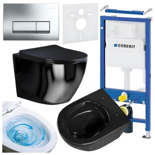 ZESTAW PODTYNKOWY WC STELAŻ GEBERIT DUOFIX MISKA FLOW-BL-TR-03 PRZYCISK DELTA 50 CHROM